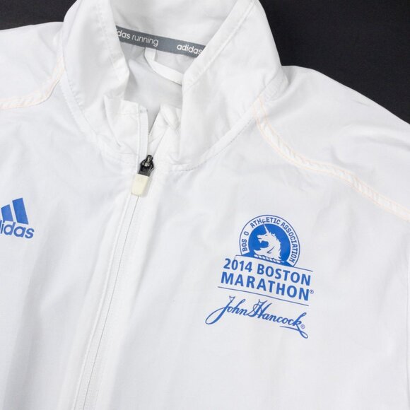 Boston Marathon Running Track Jacket Men's Small Adidas 2014 White Full Zip - Picture 5 of 14